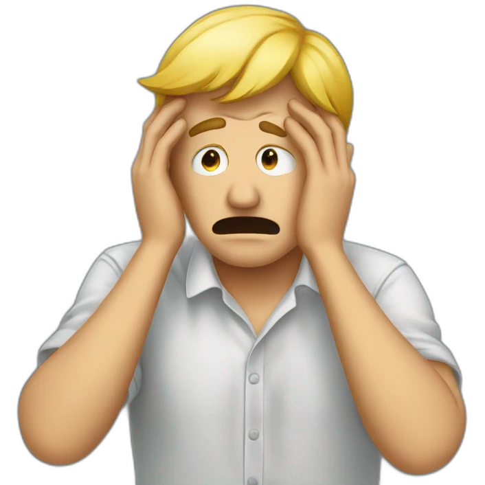 Worried man with hands on his head emoji