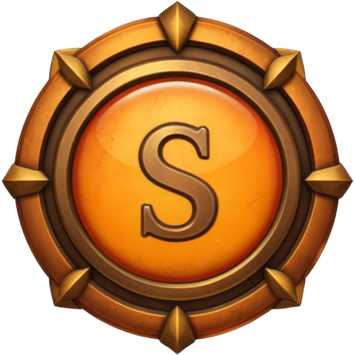 Create a custom emoji badge featuring a stylized, letter “S”. Theme it in the Bronze rank style from League of Legends. Use warm bronze metals, orange-brown highlights, and a polished but aged texture. Emblem-like design, vibrant and high clarity.
 emoji