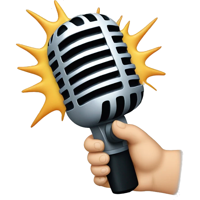 microphone falling out of a hand emoji