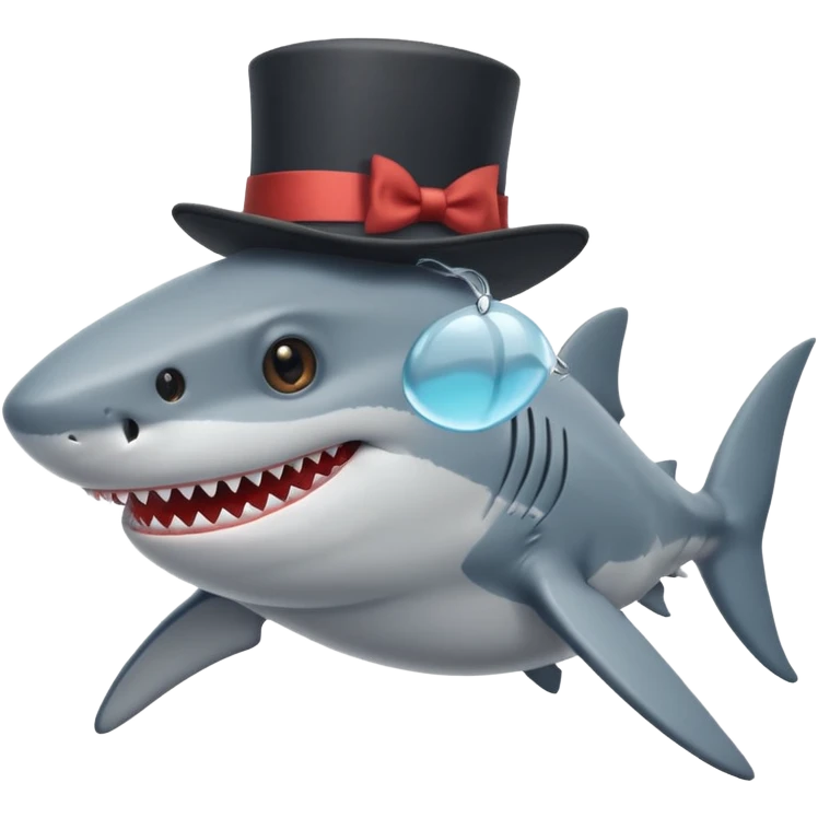 Shark with a top hat emoji
