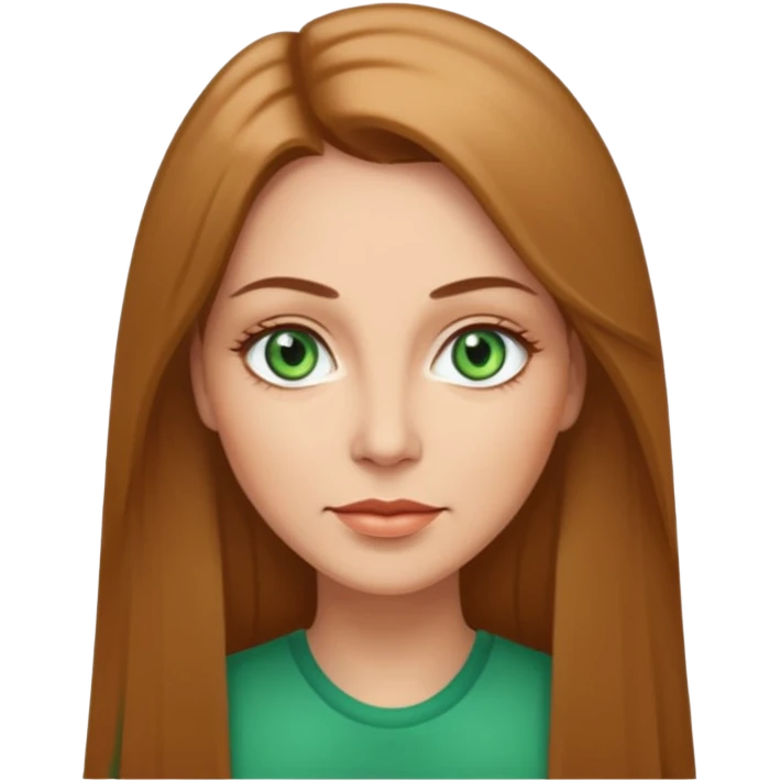 Pretty middle age woman with green eyes and long straight light  brown hair  emoji