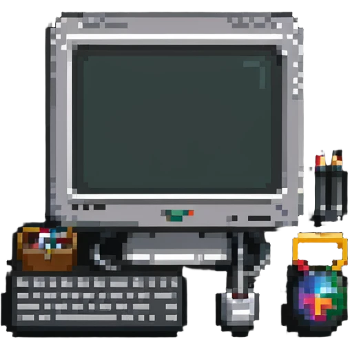 Badge with computer monitor and tools for IT support emoji
