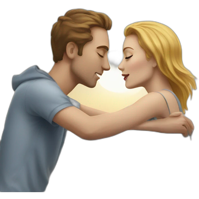 kiss white man and white woman on the roof emoji