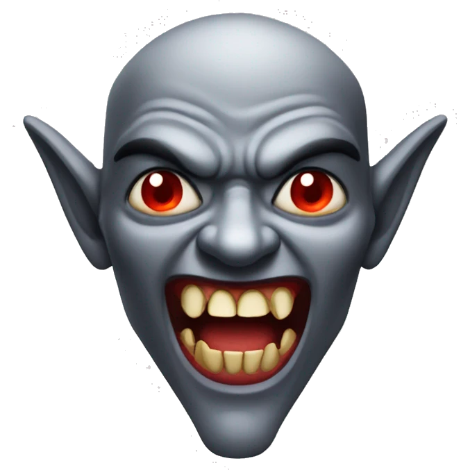 Vampire with red eyes and sharp teeth emoji