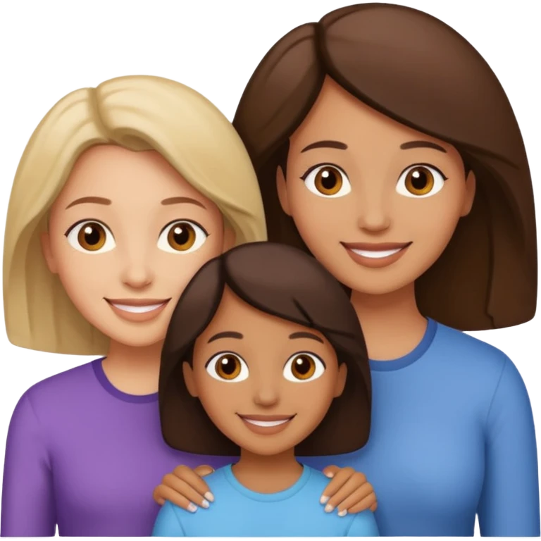 Family two brown girls and mom emoji