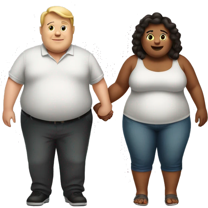 A couple of very fat people holding hands emoji