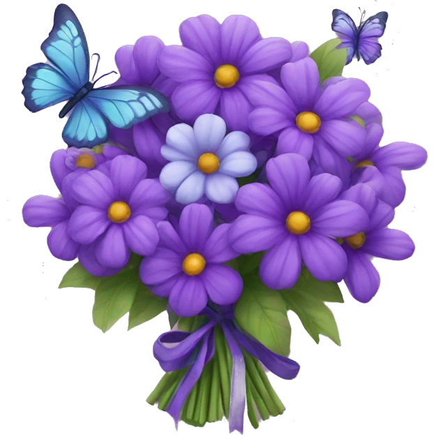 Purple bouquet with butterflies emoji