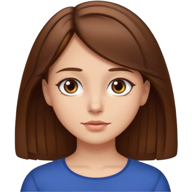girl with brown hair and eyes , medium shoulder hair emoji