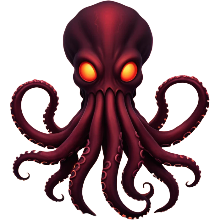Dark tentacle monster silhouette on a dramatic red sky. emoji