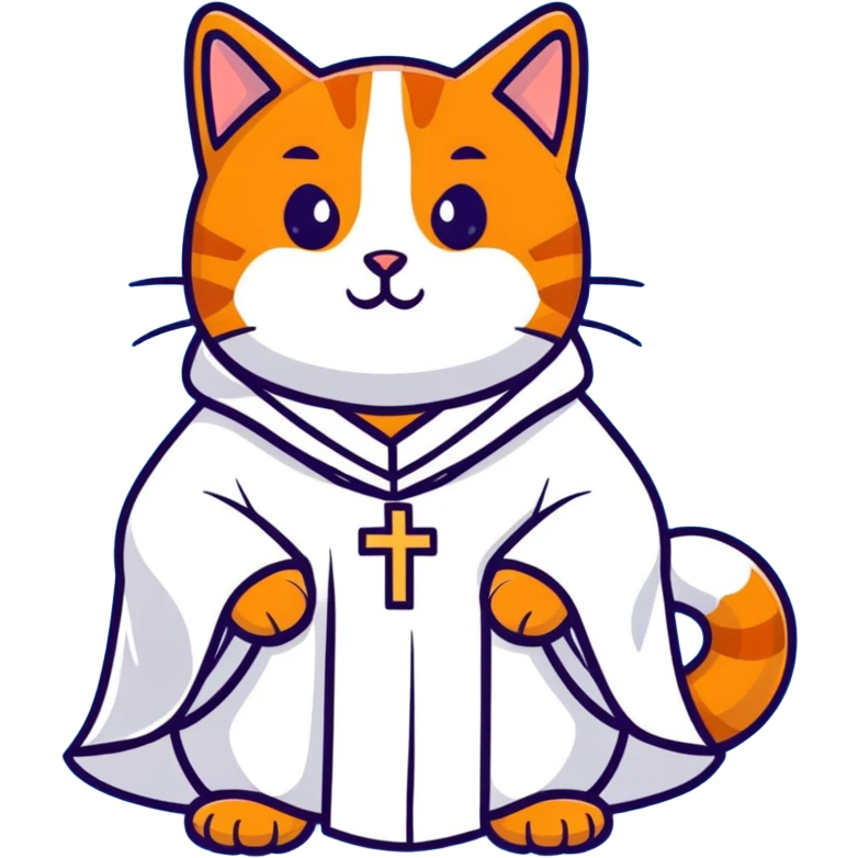 orange tabby cat dressed as a pope, with papal hat and robes emoji