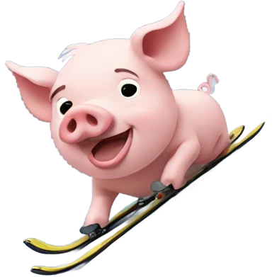 pig skiing down a mountain emoji
