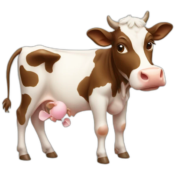 A cow having a baby emoji