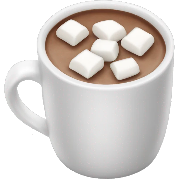 White mug of hot chocolate with marshmellows emoji