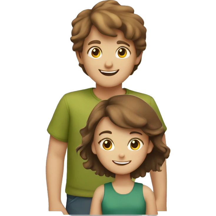 cheerful girl and boy with brown hair outdoors emoji