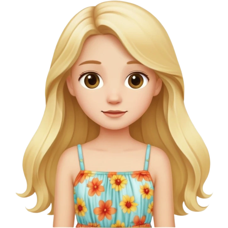 cute blonde girl long hair wearing summer dress  emoji