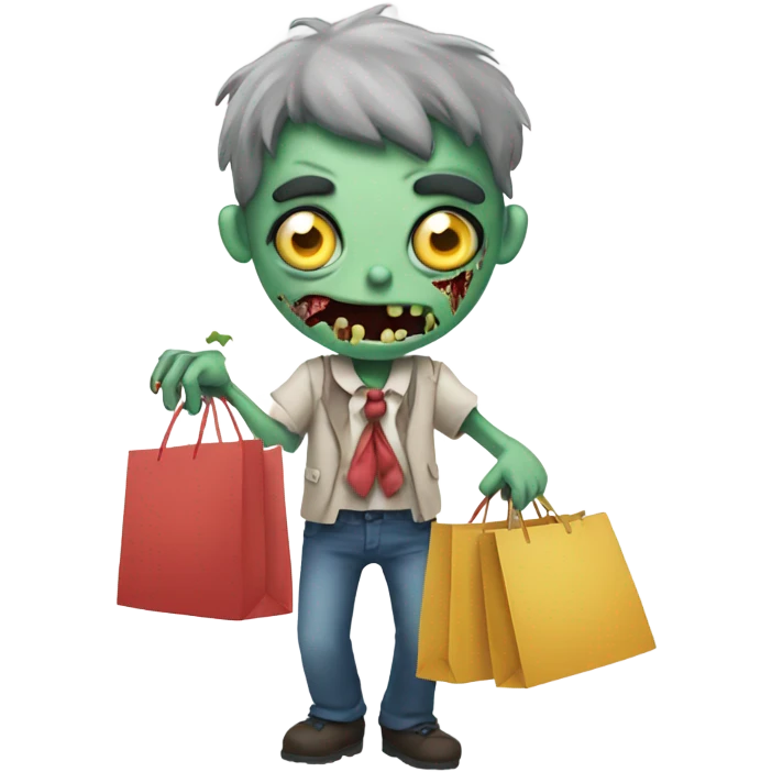 Zombie with shopping bags and a bow emoji
