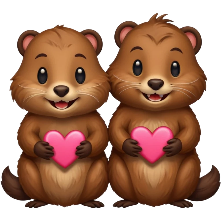 beavers in love (show their beaver teeth and tail) emoji