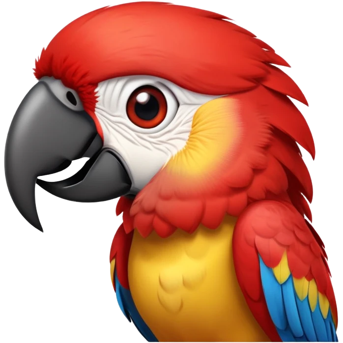 cinematic-cute-macaw-portrait-emoji,-head-tilted-playfully-and-inquisitively,-with-a-dazzling-red-plumage-and-round,-sparkling-eyes-filled-with-charm,-simplified-yet-irresistibly-adorable-features,-highly-detailed emoji