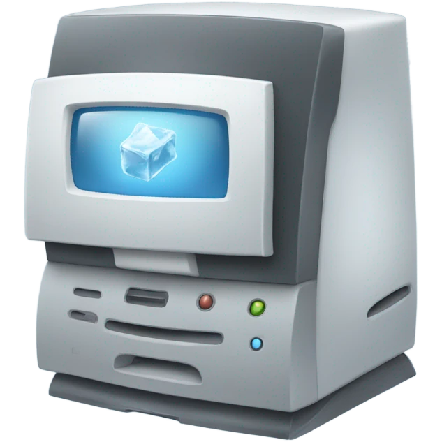 Computer with ice emoji