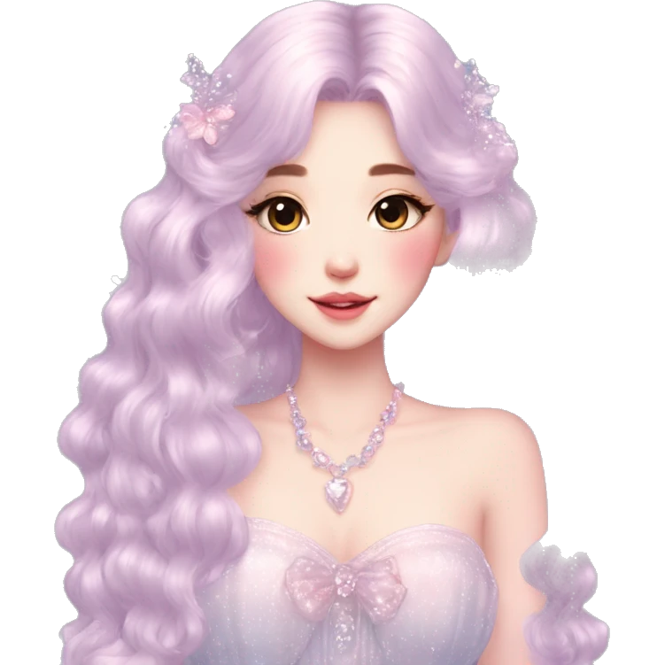 Dreamy pretty VOGUE elegant kawaii shiny blushing shy lady pastelcore kawaii beautiful hair fairycore cottagecore jewels trending aesthetic emoji