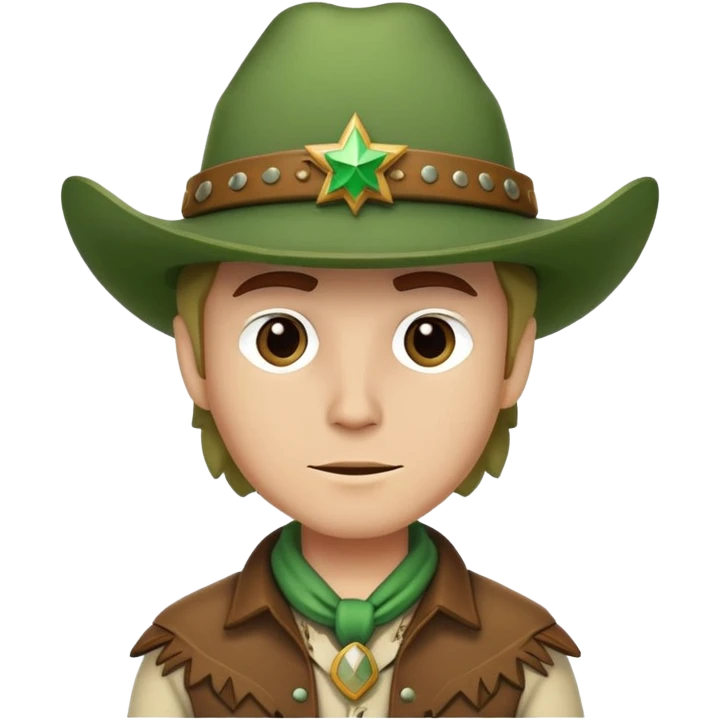 Cowboy wearing a green hat no star, western outfit emoji