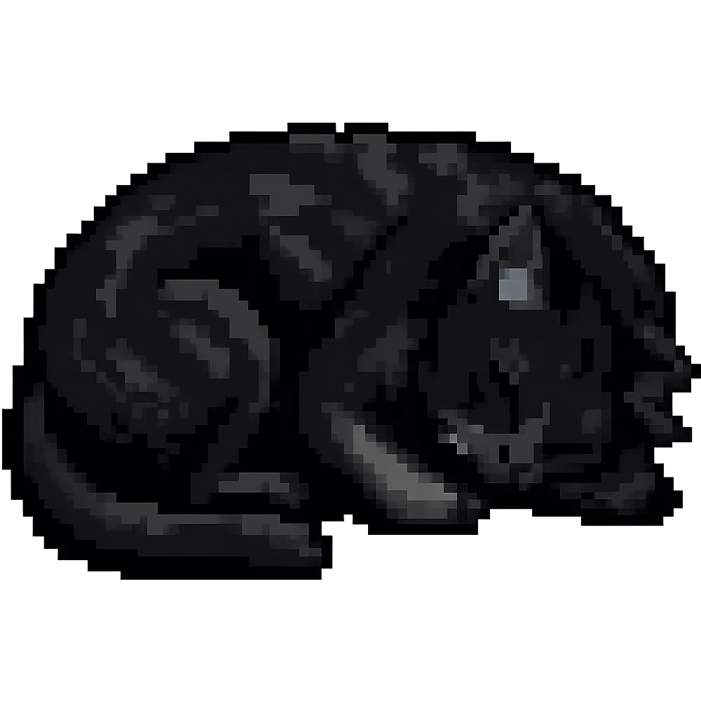 Make this cat black in pixel art style with no background. emoji