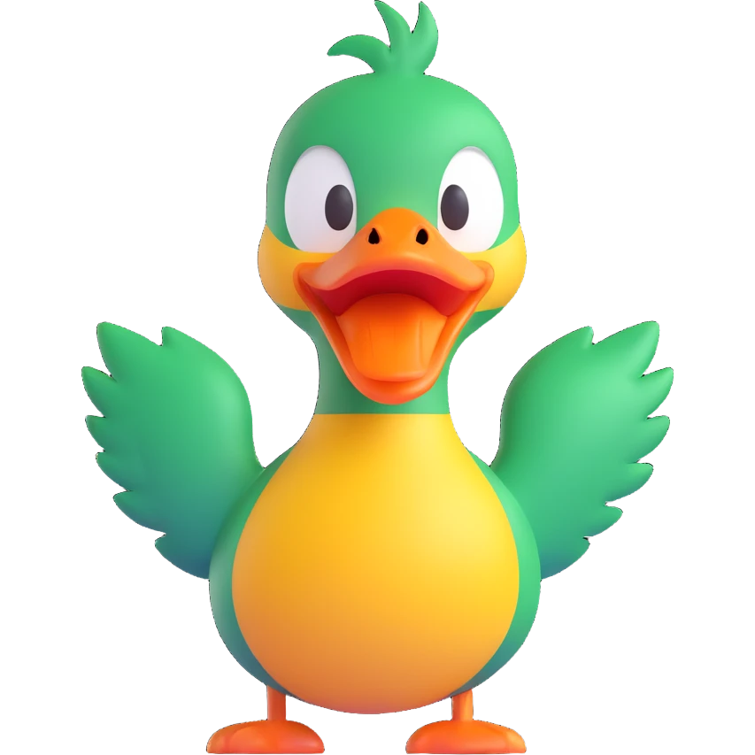 A cartoon-style duck with its beak open, shouting “WAK!” in big comic-style letters. The duck looks expressive and loud, with motion lines to show the sound. White background, bold and fun emoji