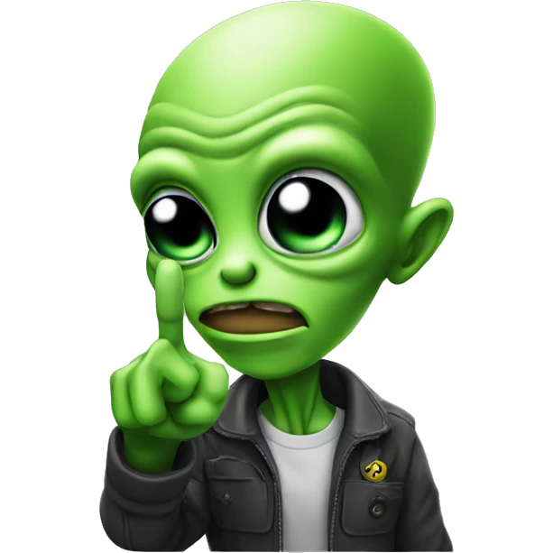 Alien giving the finger emoji