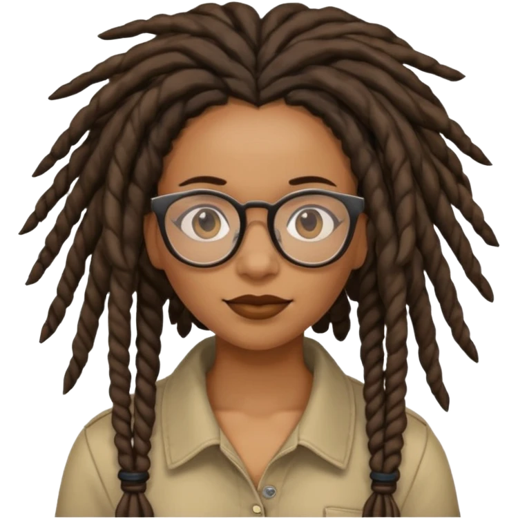 black Dreadlocked librarian lady with glasses emoji