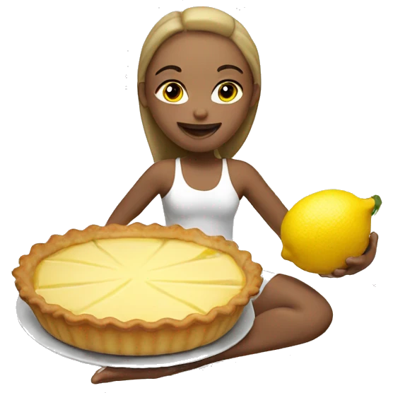 White Yoga girl eating a lemon pie emoji