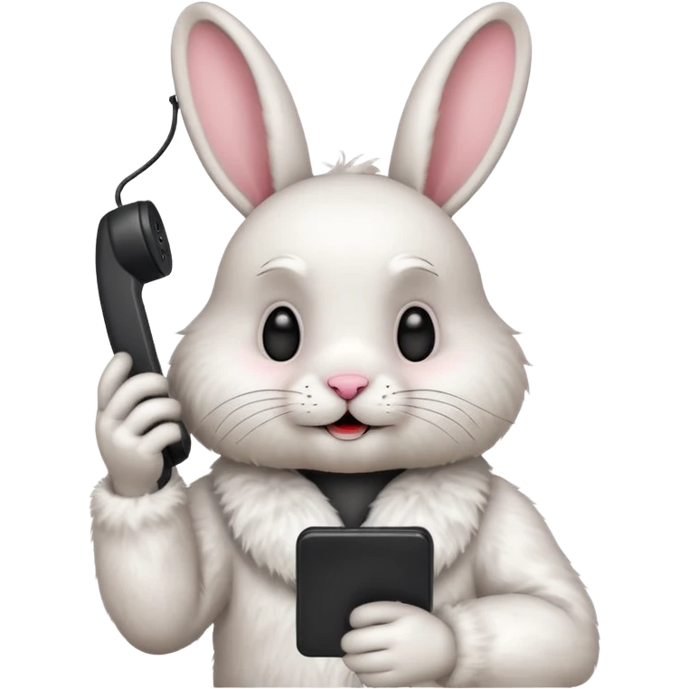 White rabbit on phone talking emoji emoji