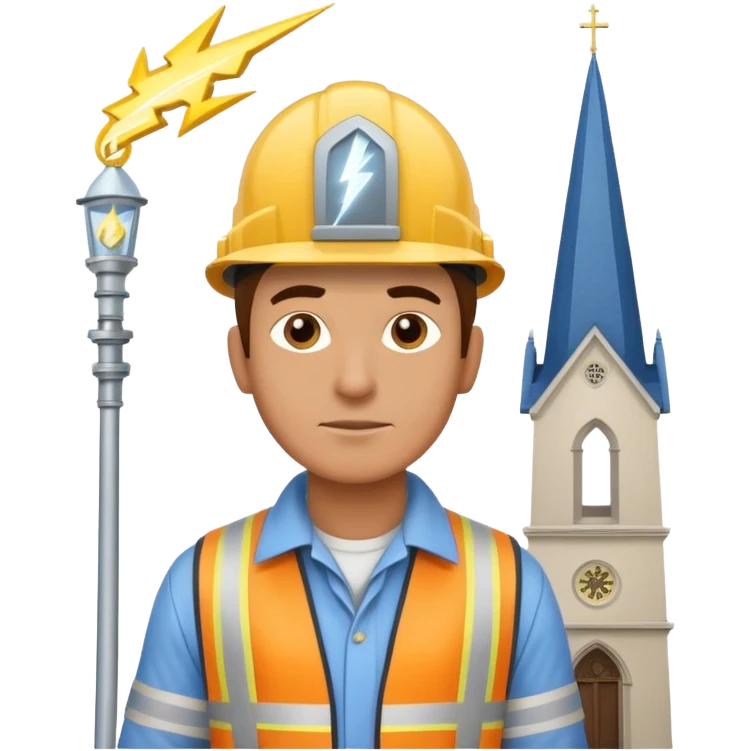 steeplejack man lightning conductor on a church spire emoji