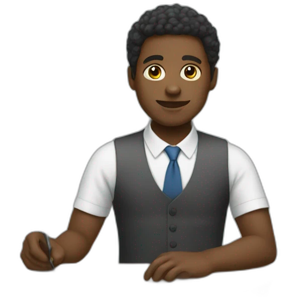 Black person doing work emoji