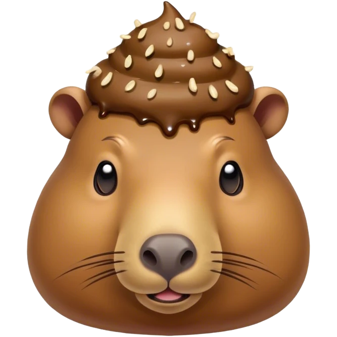 Capybara with a poop on his head emoji