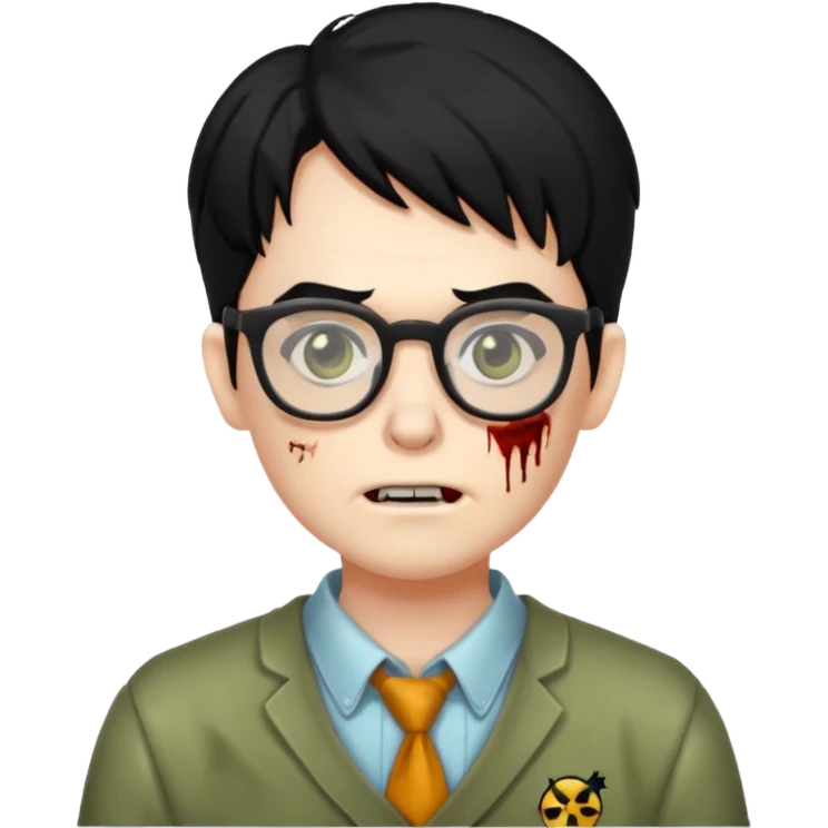 Zombie nerd cabelo preto emoji