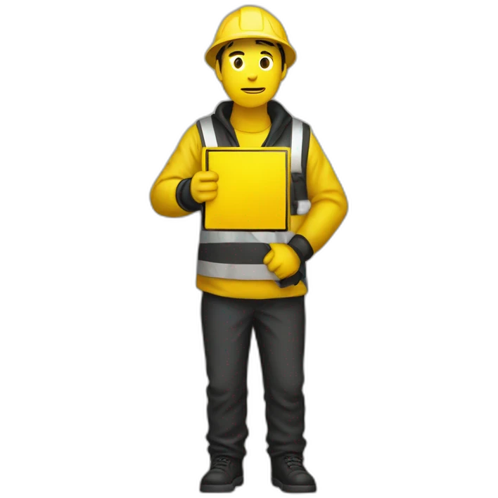 guy holding a yellow and black warning signal emoji
