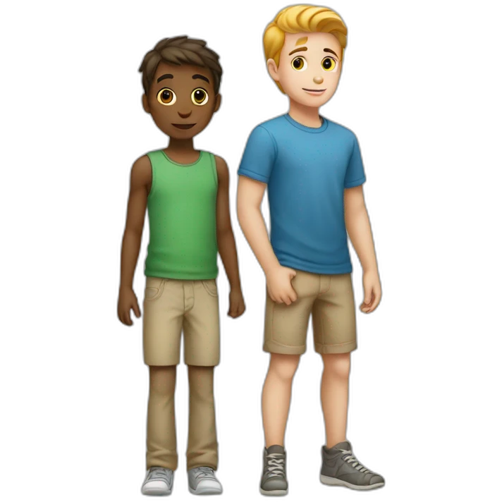 A white boy standing with # emoji