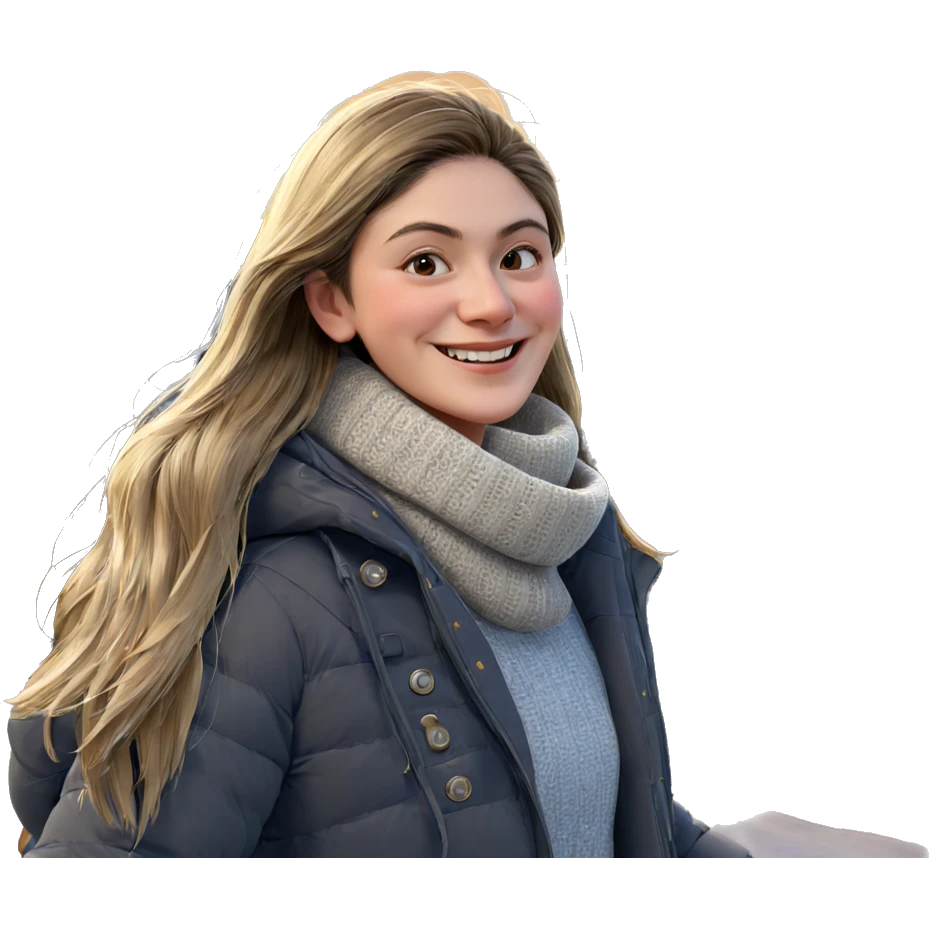 smiling girl in winter attire emoji