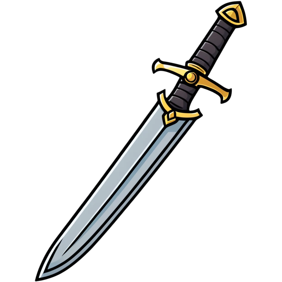 a cartoon sword with shiny blade emoji