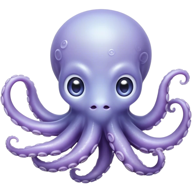 Cinematic Noble Baby Octopus Portrait Emoji, Poised and graceful, with a soft, rounded, slightly translucent body in a dreamy light blue-purple hue, large, glistening eyes full of quiet intelligence and mystery, delicate, flowing tentacles curling gently, Simplified yet sophisticated features, highly detailed, glowing with a soft, ethereal oceanic radiance, high shine, elegant and serene, stylized with an air of deep-sea wonder, focused and tranquil, soft glowing outline, capturing the essence of an otherworldly, intelligent little cephalopod, floating effortlessly in the gentle ocean currents! emoji