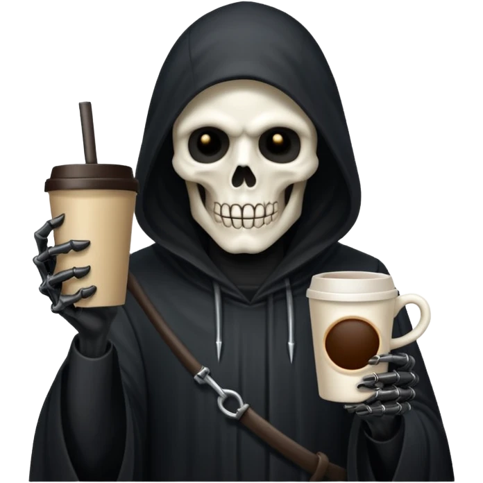 grim reaper holding iPhone and coffee emoji