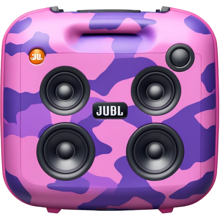 Ultra simple JBL Clip 4 speaker with pink and purple camouflage pattern, iOS emoji style emoji