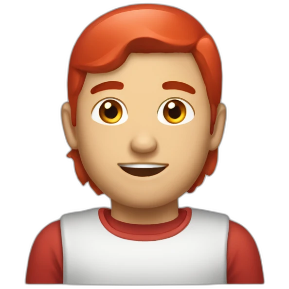 Fata cu par rosu pe telefon emoji