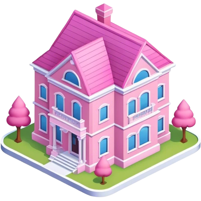 Pink mansion, isometric exterior  emoji