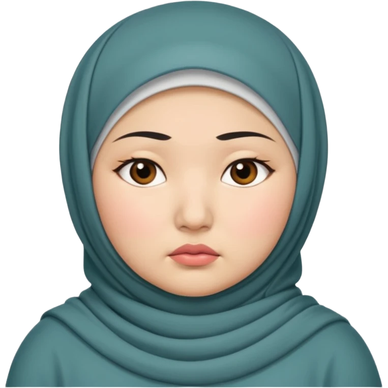 ASIAN WOMAN WITH HIJAB, CHUBBY, SERIOUS FACE emoji