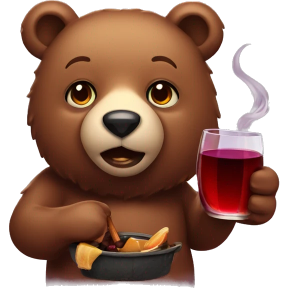 Bear with mulled wine  emoji