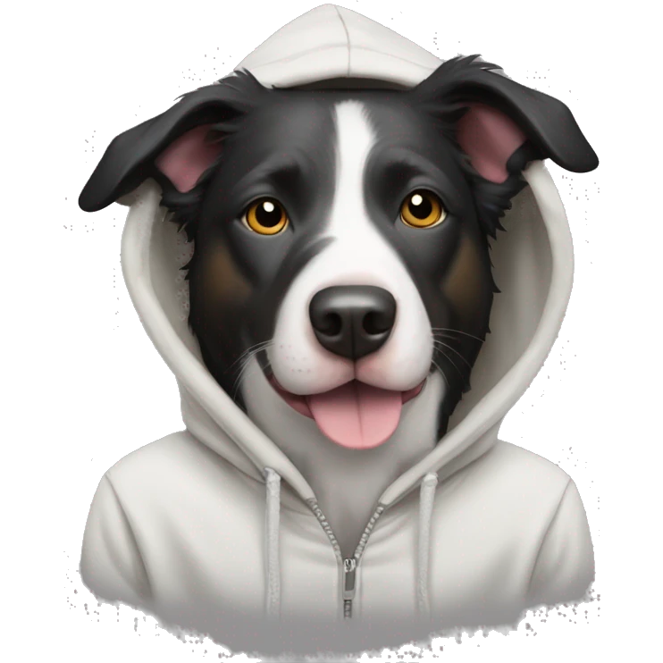 border collie pitbull in hoodie emoji