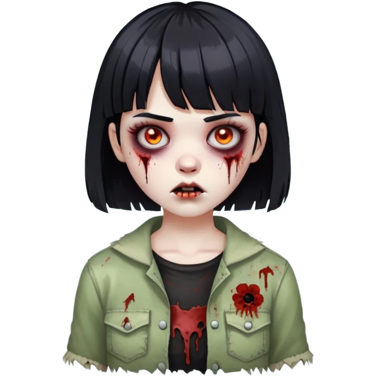 girl zombie with short black hair and bangs emoji
