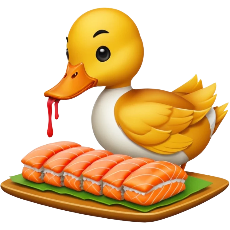 Duck eating sushi emoji