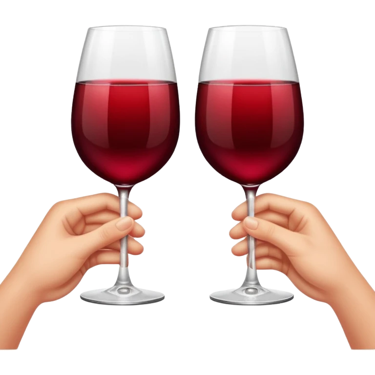 two glasses of red wine clinking in a toast, deep red color, smooth gradient, bright and glossy highlights, minimal details, celebratory pose
 emoji